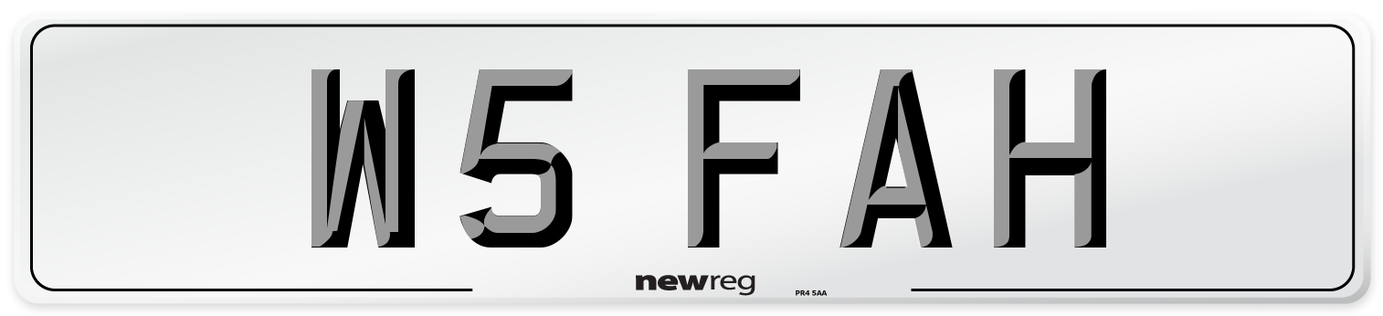 W5 FAH Number Plate from New Reg